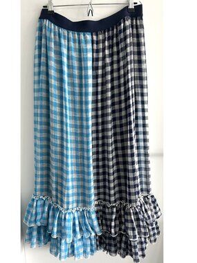 Anthropologie Eva Franco Lynsey Gingham Maxi Skirt Sz L
